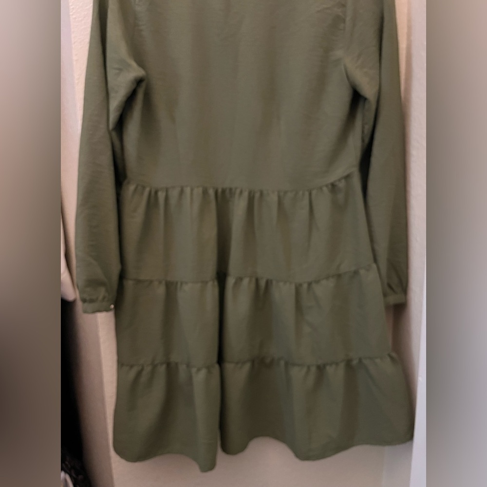 Zara Khaki Green Collared Dress - Picture 9 of 11